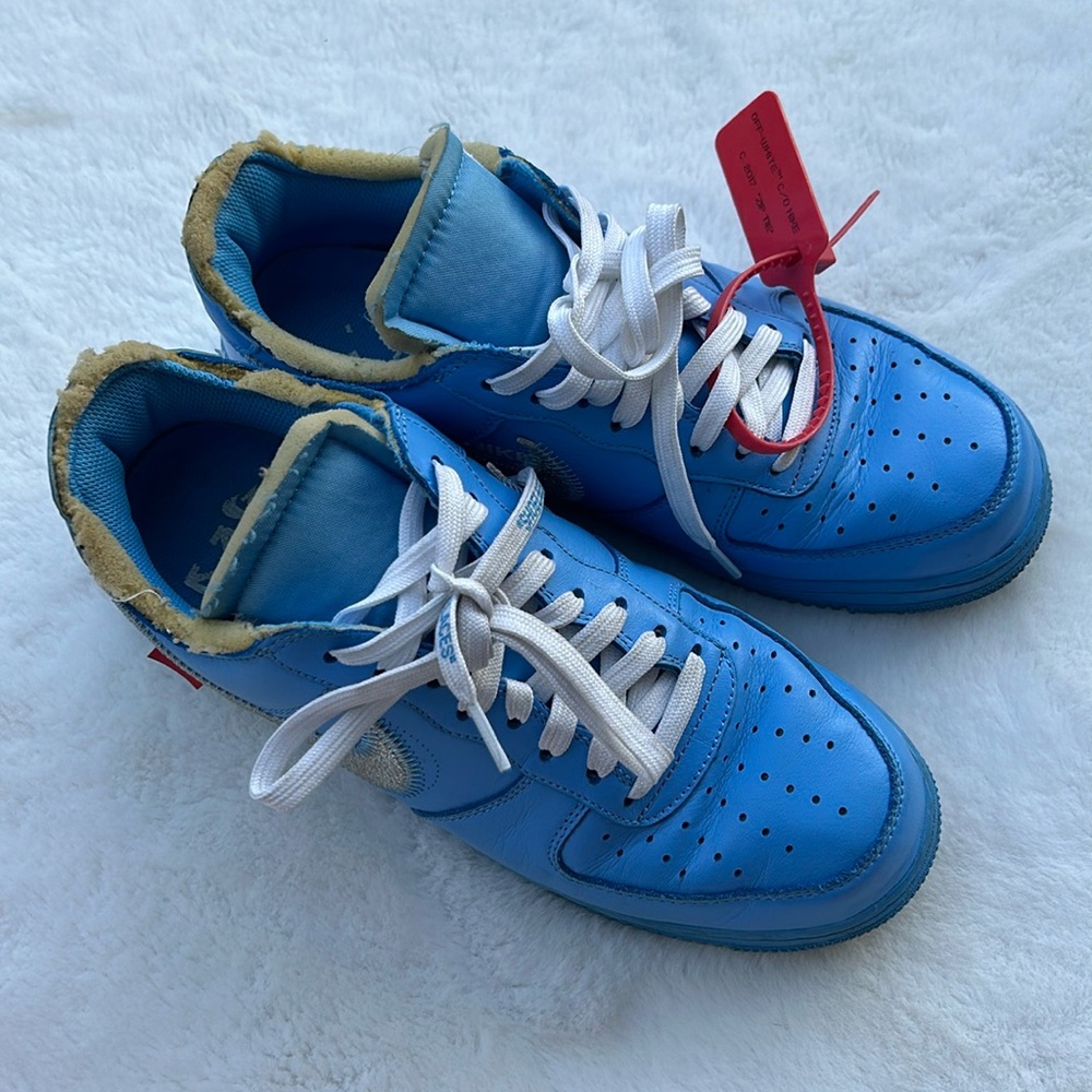 NIKE OFF-WHITE "MCA" UNIVERSITY AIR FORCE 1S LOW TRAINER SNEAKERS 8.5